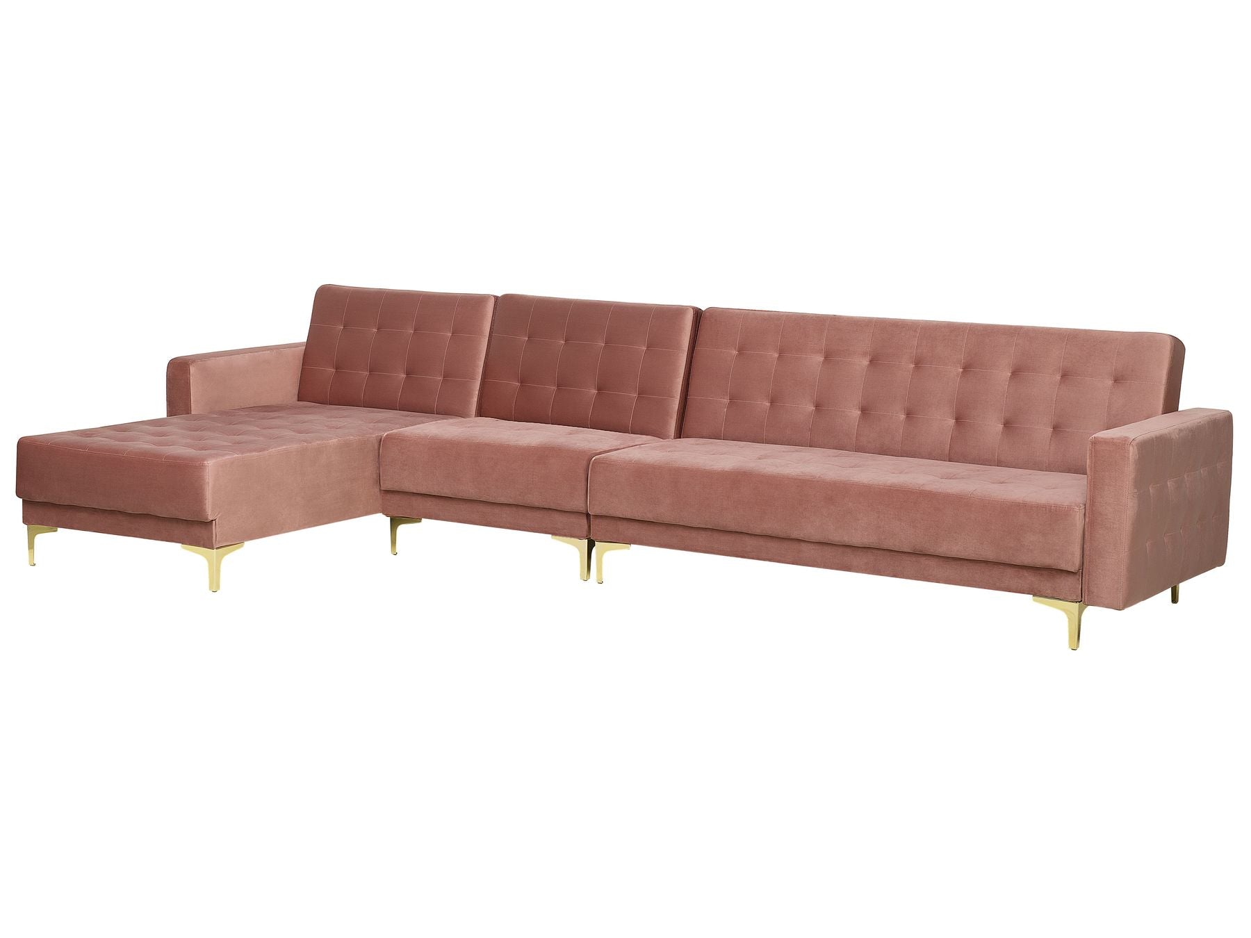 Modular Corner Sofa Bed ABERDEEN Velvet Pink 5 Seater Right Hand