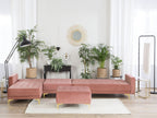 Modular Corner Sofa Bed ABERDEEN Velvet Pink with Ottoman 5 Seater Right Hand