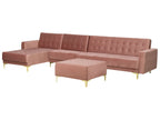 Modular Corner Sofa Bed ABERDEEN Velvet Pink with Ottoman 5 Seater Right Hand