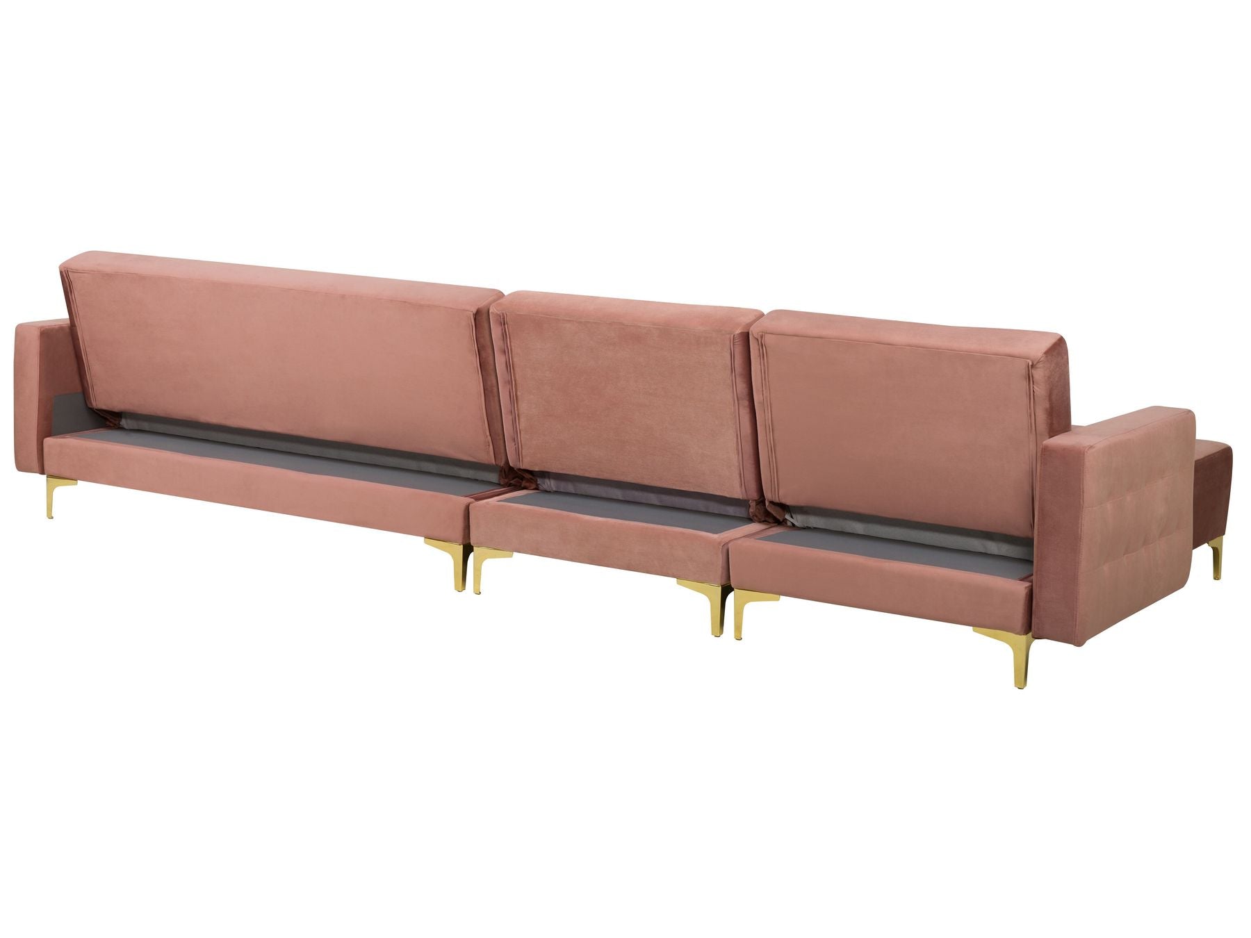 Modular Corner Sofa Bed ABERDEEN Velvet Pink with Ottoman 5 Seater Right Hand