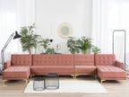 Modular U-Shape Sofa Bed ABERDEEN Velvet Pink 6 Seater