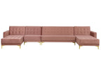 Modular U-Shape Sofa Bed ABERDEEN Velvet Pink 6 Seater