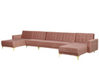 Modular U-Shape Sofa Bed ABERDEEN Velvet Pink 6 Seater