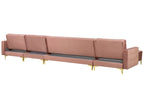 Modular U-Shape Sofa Bed ABERDEEN Velvet Pink with Ottoman 6 Seater