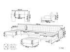 Modular U-Shape Sofa Bed ABERDEEN Velvet Pink with Ottoman 6 Seater