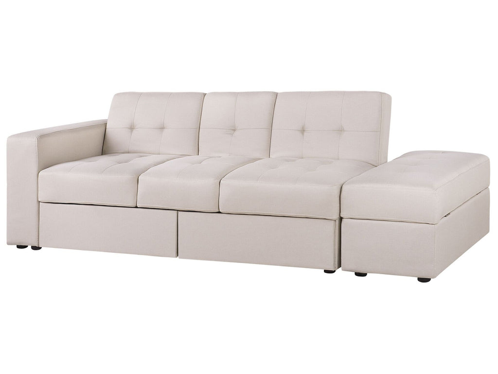 Sofa Bed FALSTER Fabric Beige with Storage 3 Seater