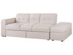 Sofa Bed FALSTER Fabric Beige with Storage 3 Seater
