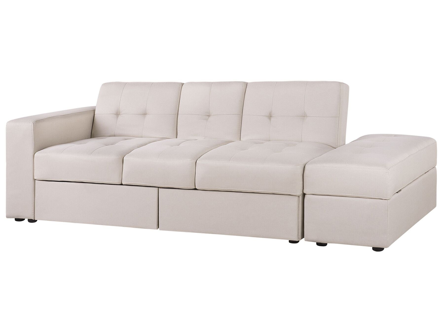 Sofa Bed FALSTER Fabric Beige with Storage 3 Seater