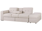 Sofa Bed FALSTER Fabric Beige with Storage 3 Seater