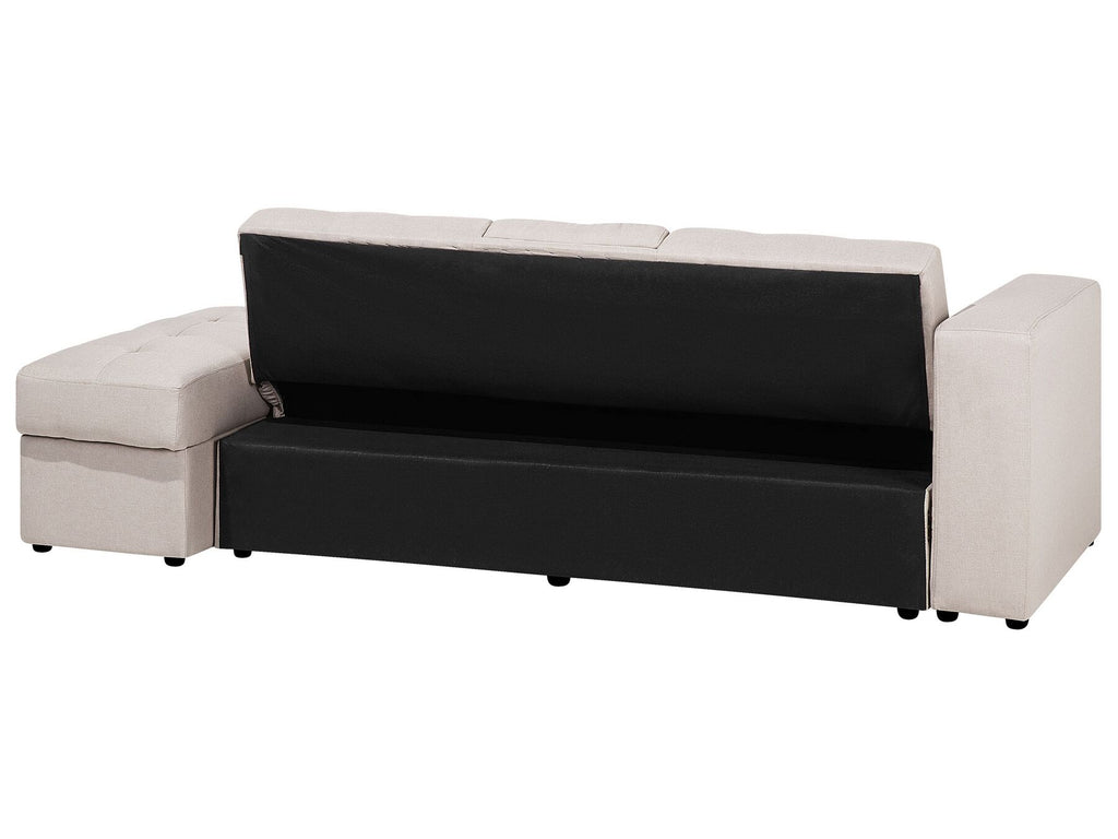 Sofa Bed FALSTER Fabric Beige with Storage 3 Seater