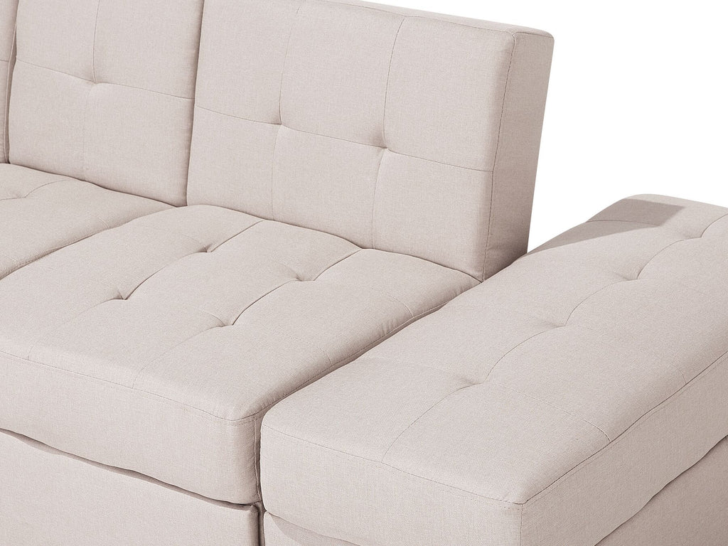 Sofa Bed FALSTER Fabric Beige with Storage 3 Seater