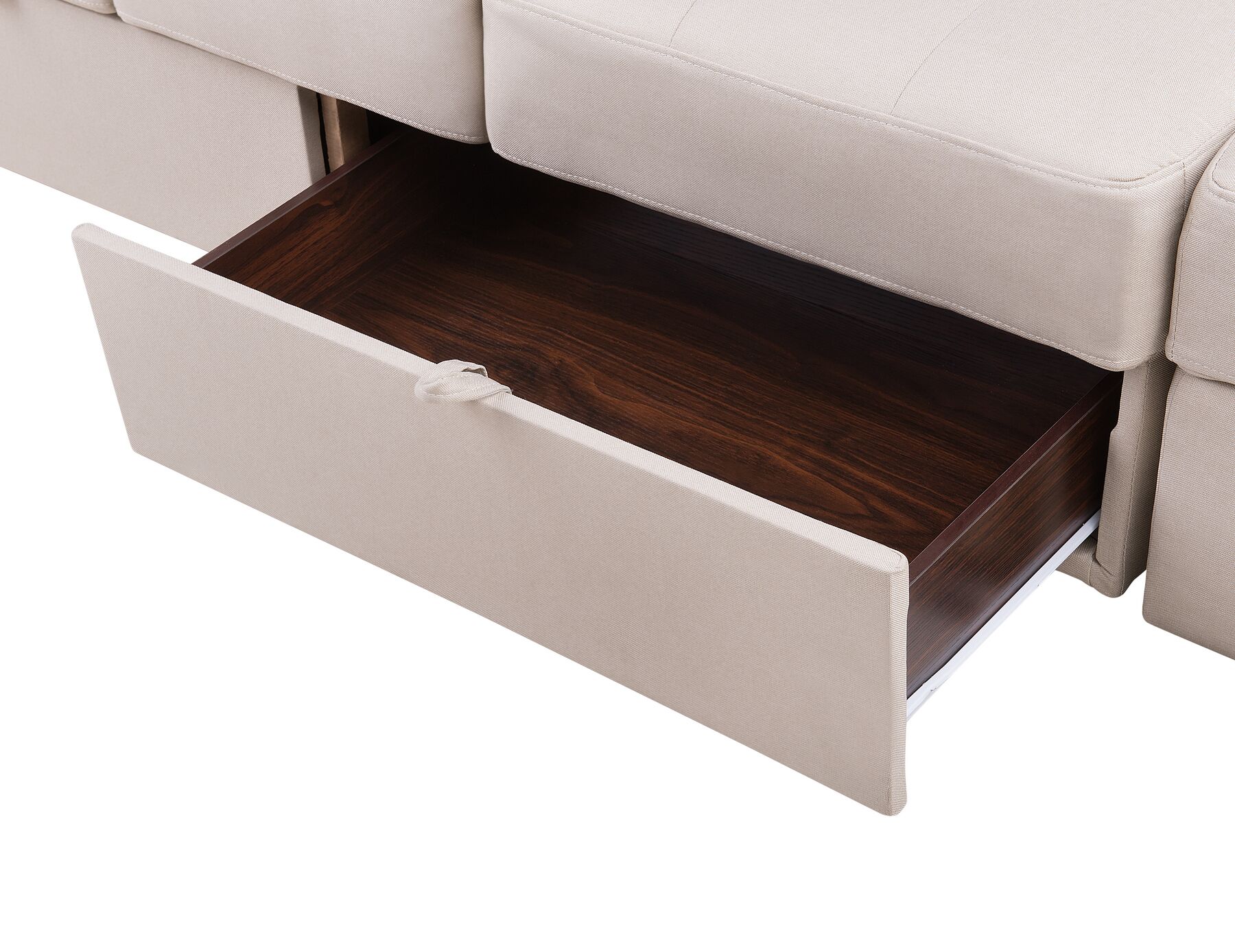 Sofa Bed FALSTER Fabric Beige with Storage 3 Seater