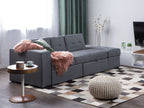 Sofa Bed FALSTER Fabric Dark Grey with Storage 3 Seater