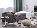 Sofa Bed FALSTER Fabric Dark Grey with Storage 3 Seater