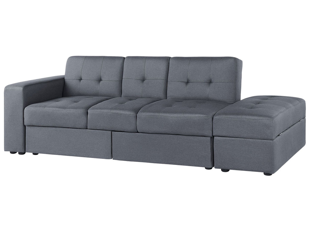 Sofa Bed FALSTER Fabric Dark Grey with Storage 3 Seater