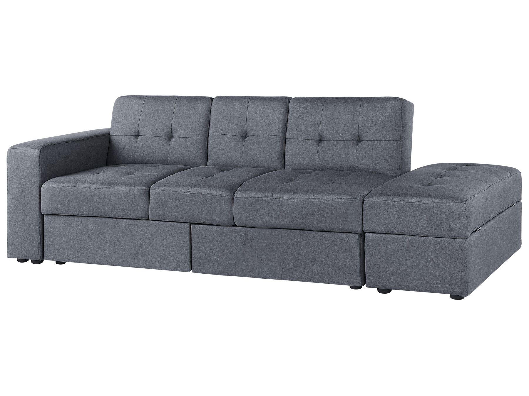 Sofa Bed FALSTER Fabric Dark Grey with Storage 3 Seater