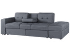 Sofa Bed FALSTER Fabric Dark Grey with Storage 3 Seater