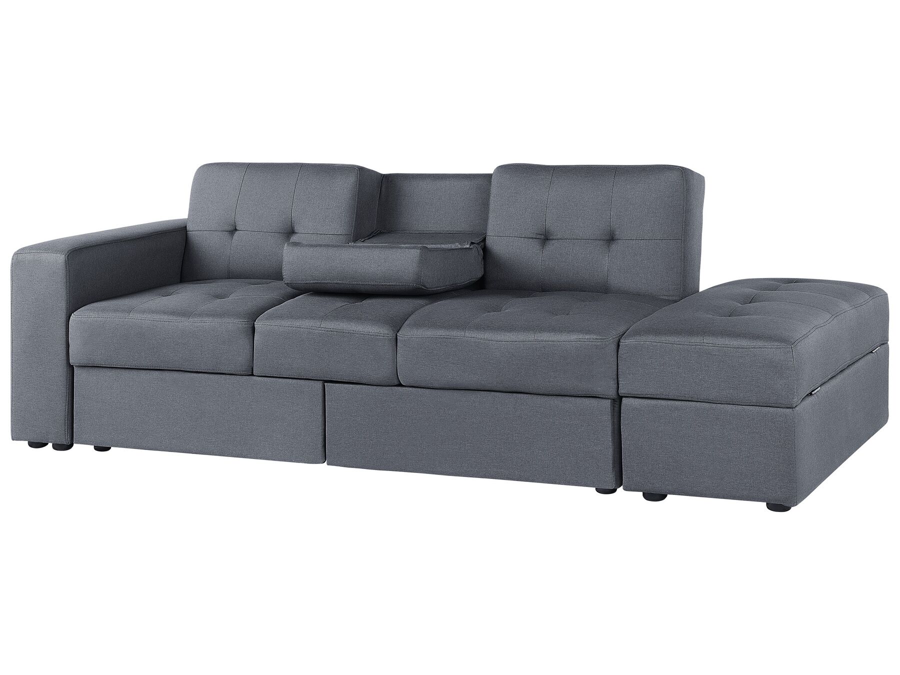 Sofa Bed FALSTER Fabric Dark Grey with Storage 3 Seater