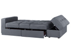 Sofa Bed FALSTER Fabric Dark Grey with Storage 3 Seater