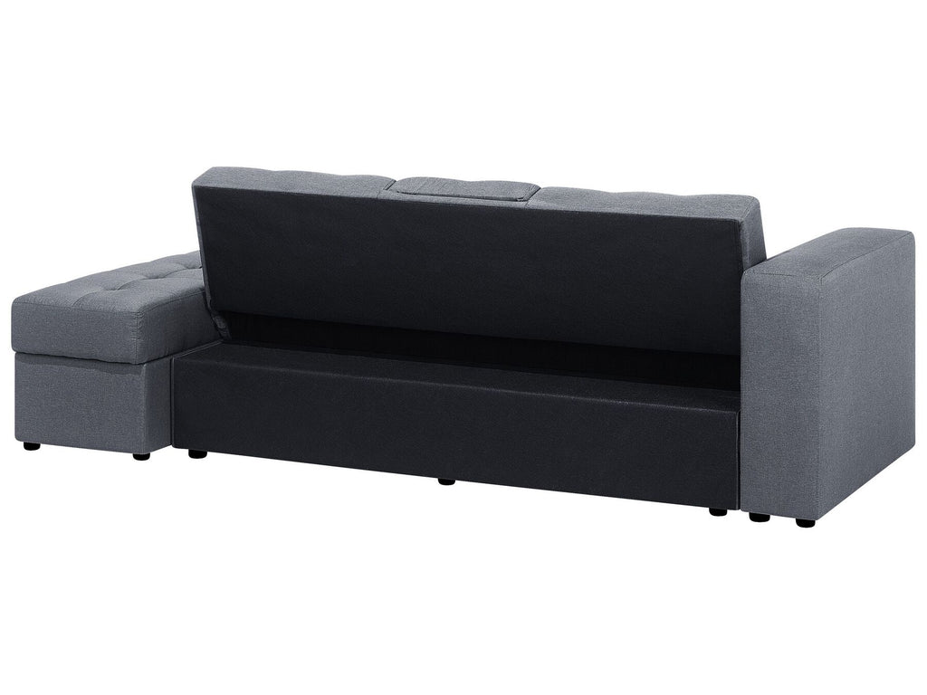 Sofa Bed FALSTER Fabric Dark Grey with Storage 3 Seater
