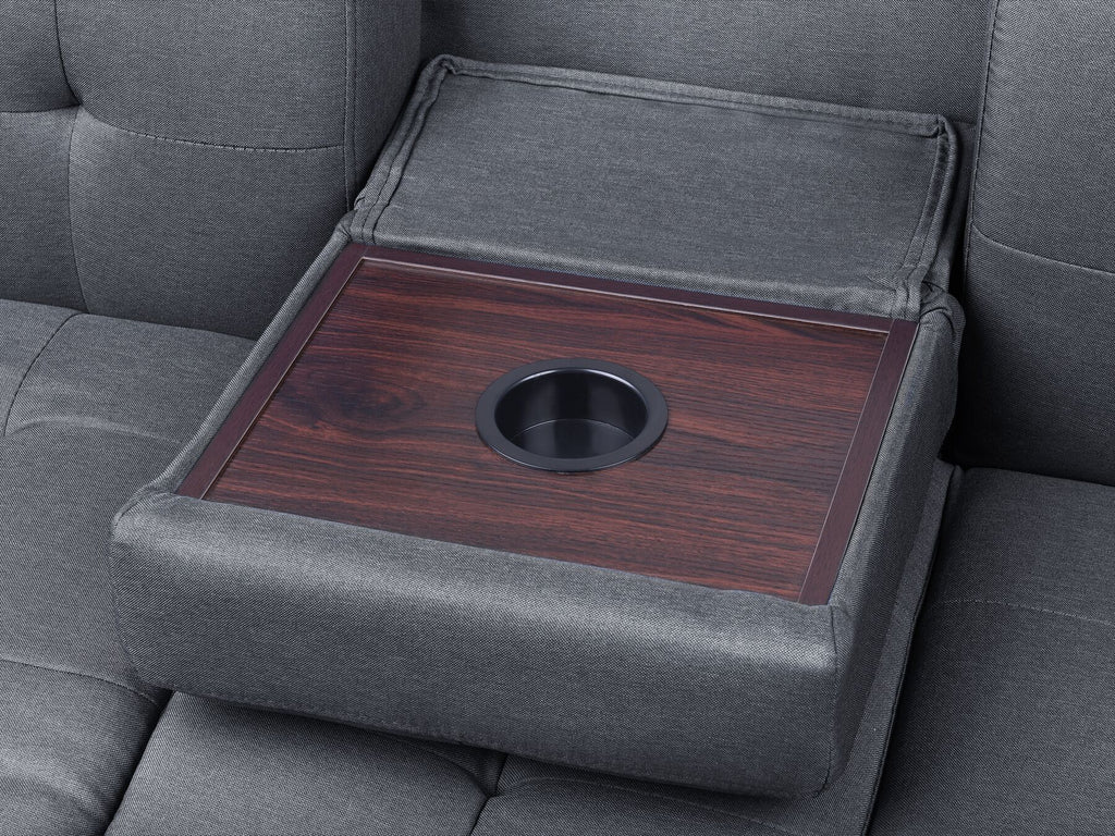Sofa Bed FALSTER Fabric Dark Grey with Storage 3 Seater