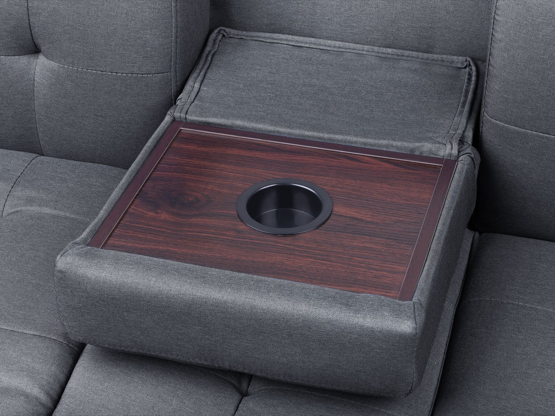 Sofa Bed FALSTER Fabric Dark Grey with Storage 3 Seater