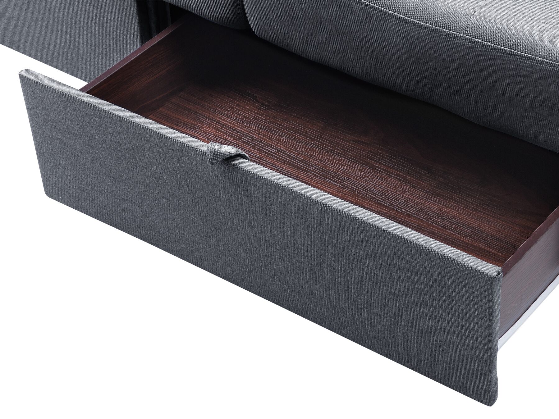 Sofa Bed FALSTER Fabric Dark Grey with Storage 3 Seater