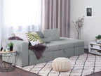 Sofa Bed FALSTER Fabric Light Grey with Storage 3 Seater