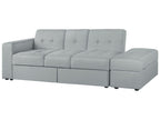 Sofa Bed FALSTER Fabric Light Grey with Storage 3 Seater