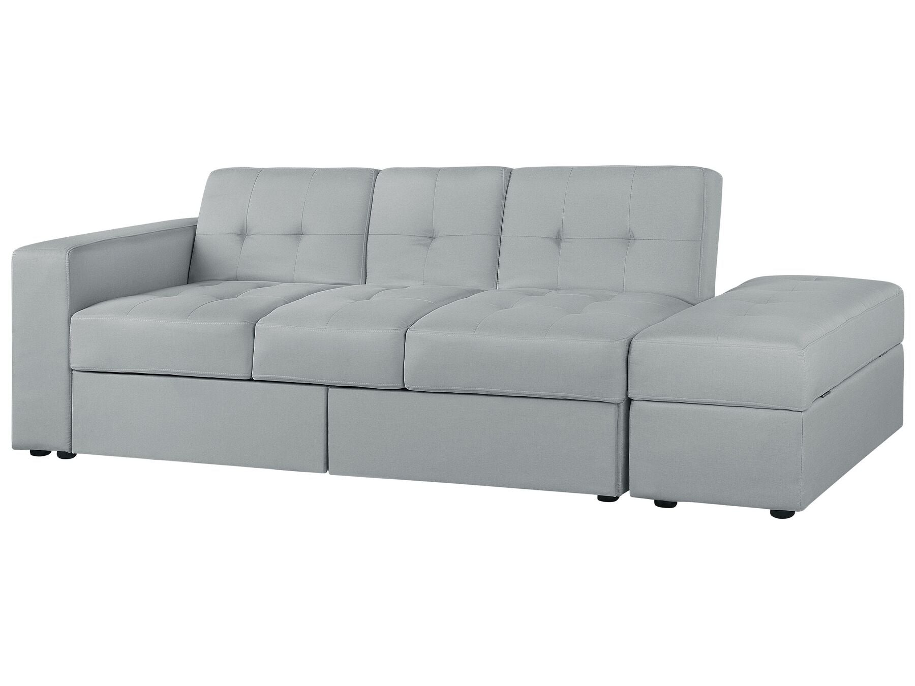 Sofa Bed FALSTER Fabric Light Grey with Storage 3 Seater