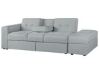 Sofa Bed FALSTER Fabric Light Grey with Storage 3 Seater