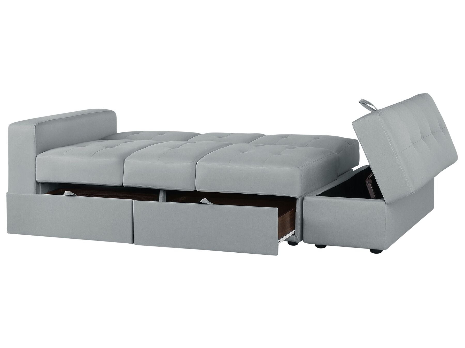 Sofa Bed FALSTER Fabric Light Grey with Storage 3 Seater