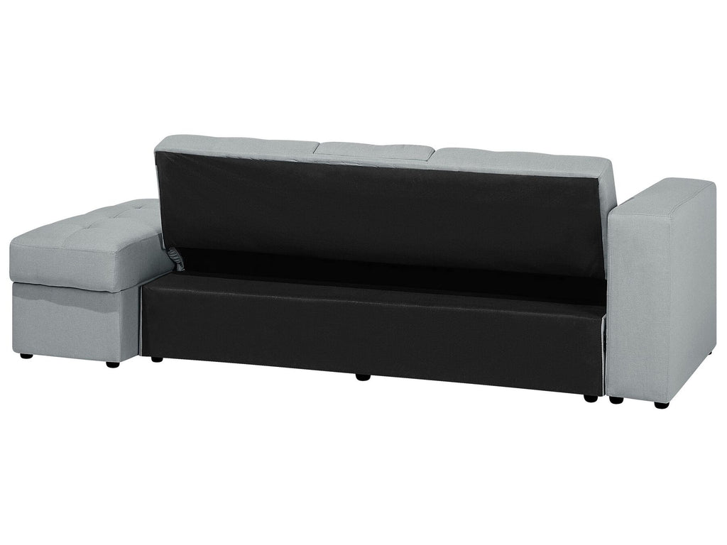 Sofa Bed FALSTER Fabric Light Grey with Storage 3 Seater