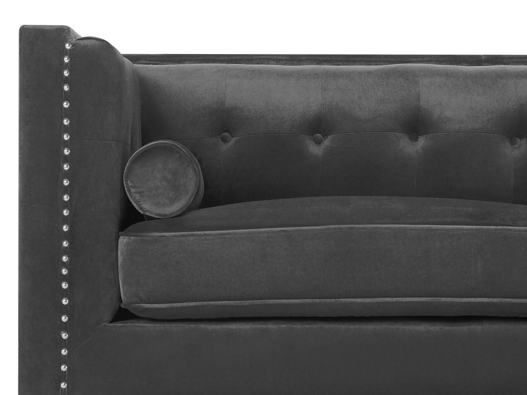 3 Seater Velvet Sofa Dark Grey AVALDSENES