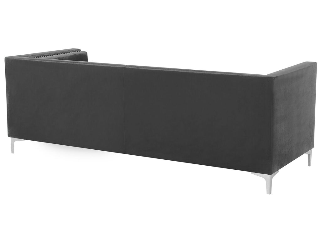 3 Seater Velvet Sofa Dark Grey AVALDSENES