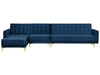 Modular Corner Sofa Bed Velvet Navy Blue 5 Seater Right Hand