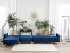 Modular Corner Sofa Bed ABERDEEN Velvet Navy Blue 5 Seater Right Hand