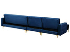Modular Corner Sofa Bed ABERDEEN Velvet Navy Blue 5 Seater Right Hand