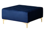 Modular Corner Sofa Bed ABERDEEN Velvet Navy Blue with Ottoman 5 Seater Right Hand