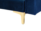 Modular Corner Sofa Bed ABERDEEN Velvet Navy Blue with Ottoman 5 Seater Right Hand