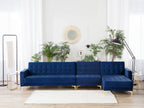 Modular Corner Sofa Bed ABERDEEN Velvet Navy Blue 5 Seater Left Hand