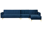 Modular Corner Sofa Bed ABERDEEN Velvet Navy Blue 5 Seater Left Hand