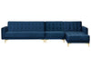 Modular Corner Sofa Bed Velvet Navy Blue 5 Seater Left Hand