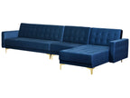 Modular Corner Sofa Bed ABERDEEN Velvet Navy Blue 5 Seater Left Hand