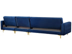 Modular Corner Sofa Bed ABERDEEN Velvet Navy Blue 5 Seater Left Hand