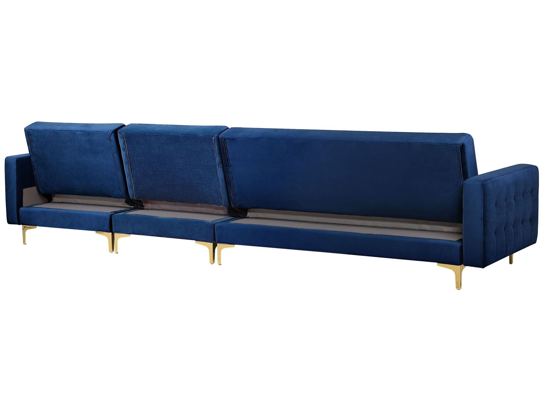 Modular Corner Sofa Bed ABERDEEN Velvet Navy Blue 5 Seater Left Hand