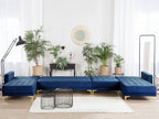 Modular U-Shape Sofa Bed ABERDEEN Velvet Navy Blue 6 Seater