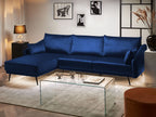 Right Hand Velvet Corner Sofa LED Navy Blue VARDE