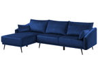 Right Hand Velvet Corner Sofa LED Navy Blue VARDE