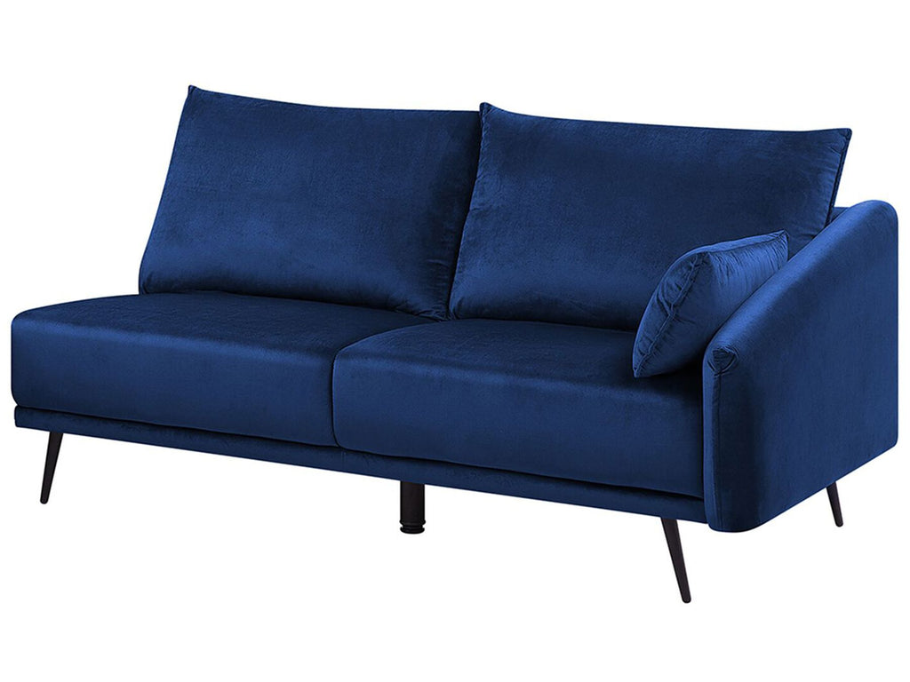 Right Hand Velvet Corner Sofa LED Navy Blue VARDE
